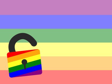 LGBT 'nin LGBT renk arkaplan kilidini açan vektör illüstrasyonu.