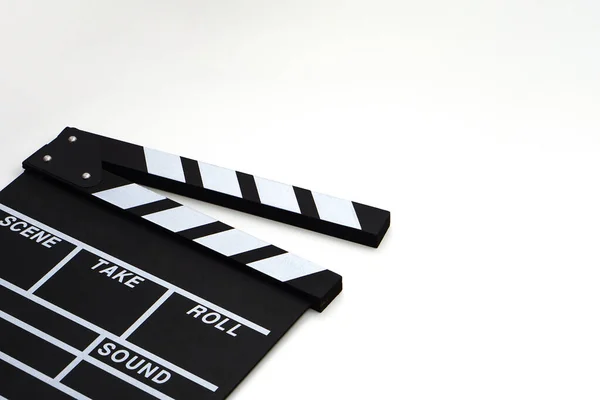 Clapperboard Filme Ardósia Cor Preta Fundo Branco Indústria Cinematográfica Produção — Fotografia de Stock