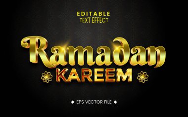 Ramazan kareem lüks altın düzenlenebilir metin efekti koyu gri arka plan