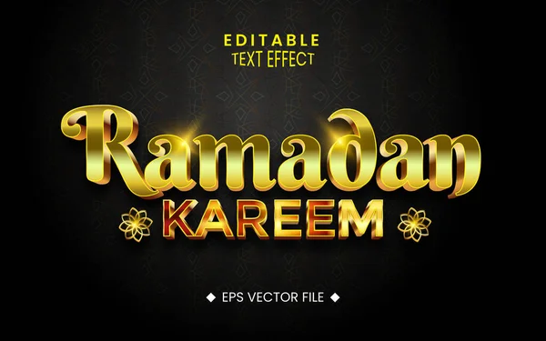 Ramadan Kareem Luxo Ouro Editável Efeito Texto Com Fundo Cinza — Vetor de Stock