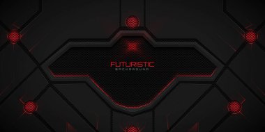 Geometrik şekil fütüristik teknoloji kırmızı siyah soyut arkaplan