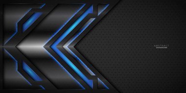 Koyu siyah ve mavi minimal teknoloji soyut modern metalik arkaplan