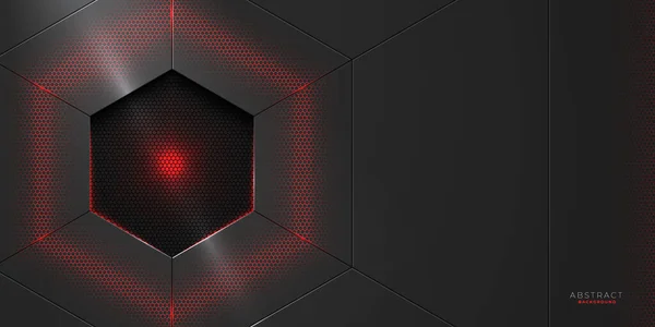 Fondo Forma Agujero Hexagonal Metal Abstracto Con Efecto Brillante Rojo — Archivo Imágenes Vectoriales