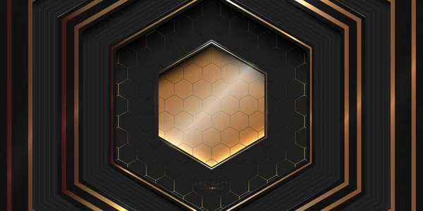 Abstract Luxury Hexagonal Black Gold Background — Stockvektor