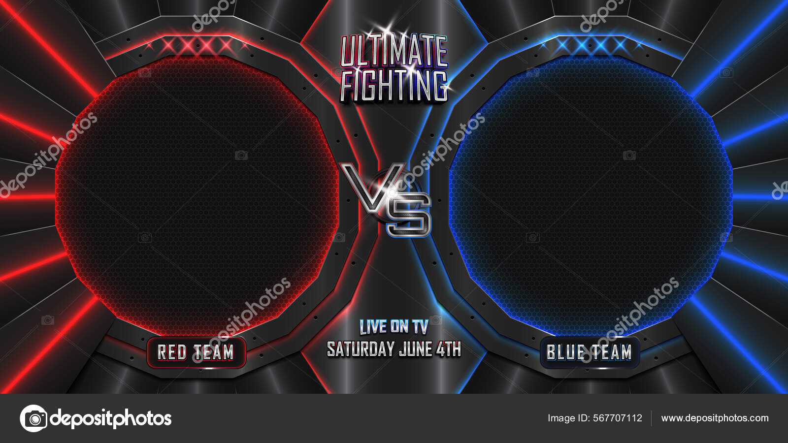 Ultimate Fight Horizontal Poster Background Editable Realistic Text ...
