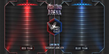 Fighting arena versus horizontal background with editable realistic 3d text effect. MMA concept - Fight night poster, MMA, boxing, wrestling, Thai boxing.