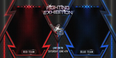Fighting exhibition versus horizontal background with editable realistic 3d text effect. MMA concept - Fight night poster, MMA, boxing, wrestling, Thai boxing