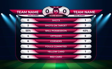 Futbol ligi dünya turnuvasındaki stad arkaplanlı skor istatistikleri