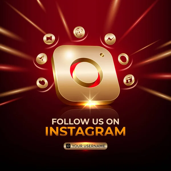 Instagram Square Banner Gold Icon Business Page Promoting Social Media — 스톡 벡터