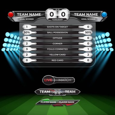 Futbol ligi dünya turnuvasındaki stad arkaplanlı skor istatistikleri