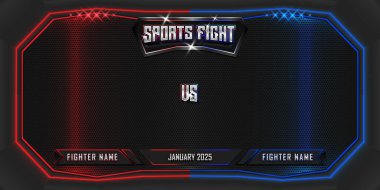 Realistic sports fighting 3d poster with modern metallic logo. MMA concept - Fight night, MMA, boxing, wrestling, Thai boxing.