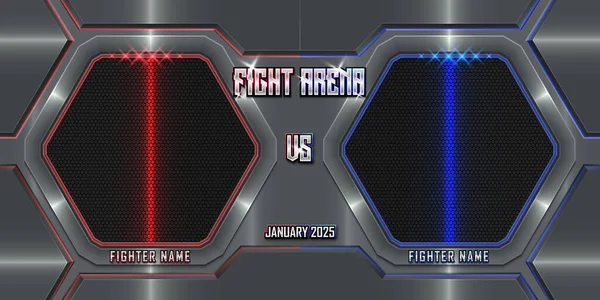 Realistic Fighting Arena Poster Modern Metallic Logo Mma Concept Fight — Vector de stock