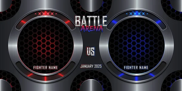 Realistic Battle Arena Sports Poster Modern Metallic Logo Boxing Wrestling Vecteur En Vente