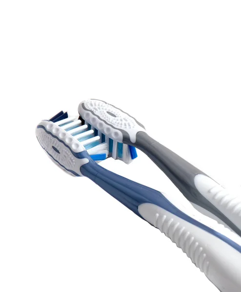 White Plastic Toothbrush Closeup Isolated White — Stock Photo, Image
