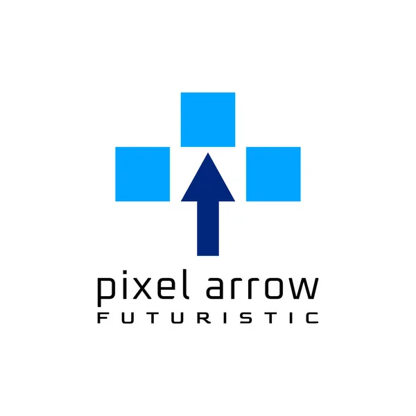 Pixel Freccia Logo Piatto — Vettoriale Stock