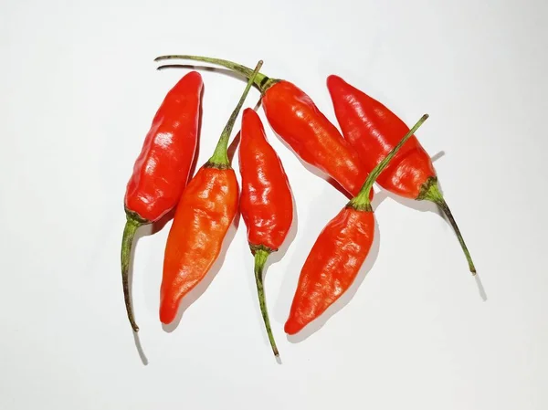 Forró Chilis Paprika Chili Összetevők Fehér Háttérrel Cayenne Paprika Vágási — Stock Fotó