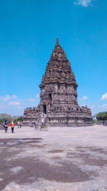 Sleman, Endonezya - 6 Eylül 2019: Prambanan Tapınağı, Merkez Java, Endonezya.
