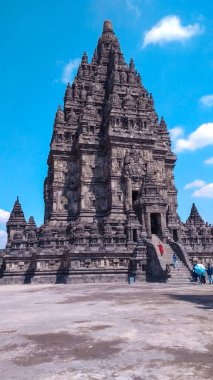 Sleman, Endonezya - 6 Eylül 2019: Prambanan Tapınağı, Merkez Java, Endonezya.