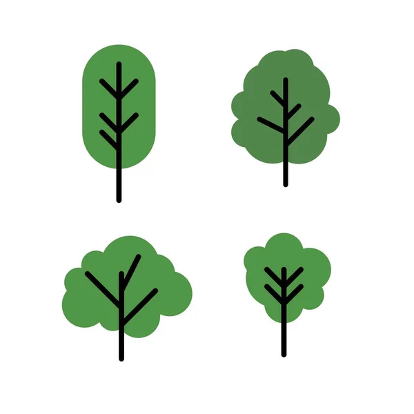 Set Collection Tree Icons Flat Set Tree Vector Icons White — Stock Vector