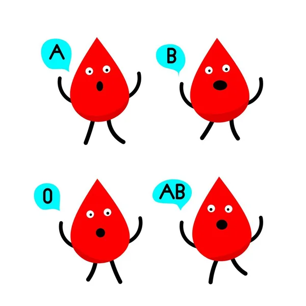 Modern Vector Flat Style Cartoon Blood Type Icon Illustration — Stock Vector