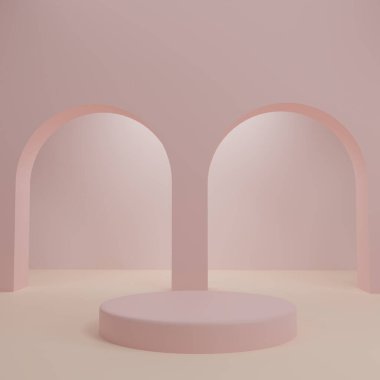 3d arkaplan ürünleri podyum görüntüler. Pembe arka planda ürün için sahne podyumunu düzenleyin.