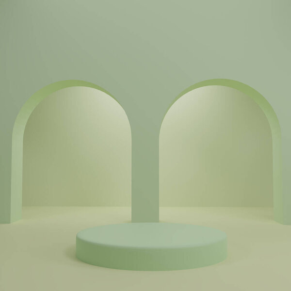 3d background products display podium.Mock up scene podium for product on light green background