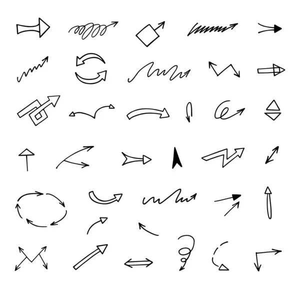 Vector Set Hand Drawn Arrows Elements Presentation — Stock Vector