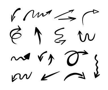 Elle çizilmiş oklar, sunum için elementler