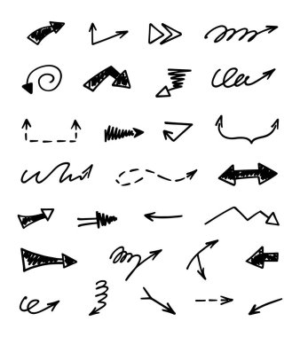 Elle çizilmiş oklar, sunum için elementler