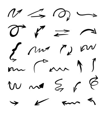 Elle çizilmiş oklar, sunum için elementler