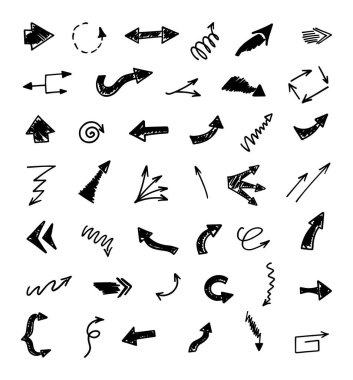 Elle çizilmiş oklar, sunum için elementler