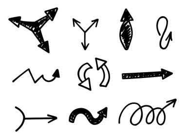 Elle çizilmiş oklar, sunum için elementler