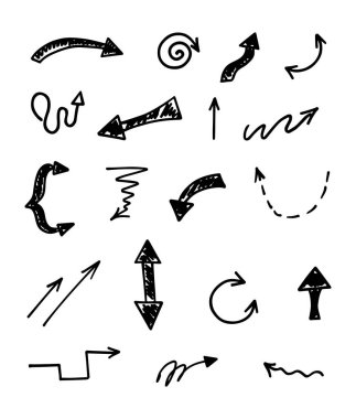 Elle çizilmiş oklar, sunum için elementler