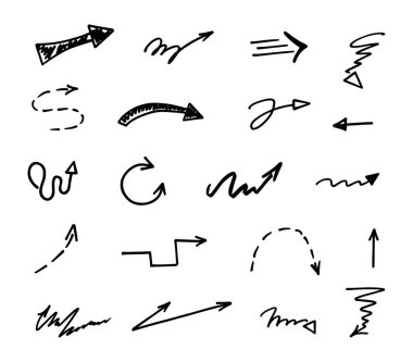 Elle çizilmiş oklar, sunum için elementler