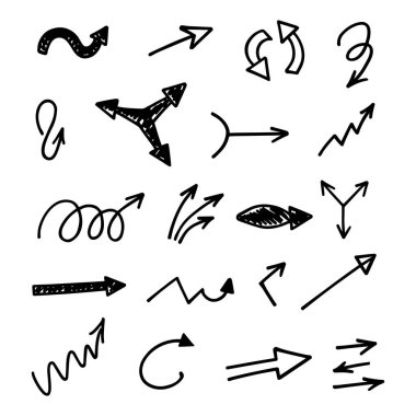 Elle çizilmiş oklar, sunum için elementler