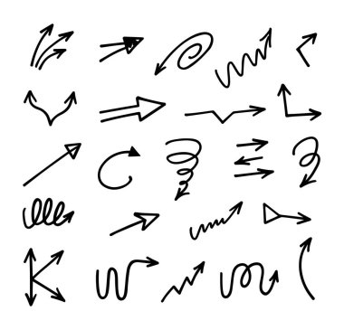 Elle çizilmiş oklar, sunum için elementler