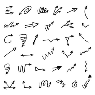 Elle çizilmiş oklar, sunum için elementler