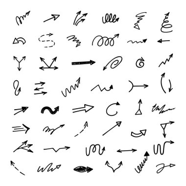 Elle çizilmiş oklar, sunum için elementler