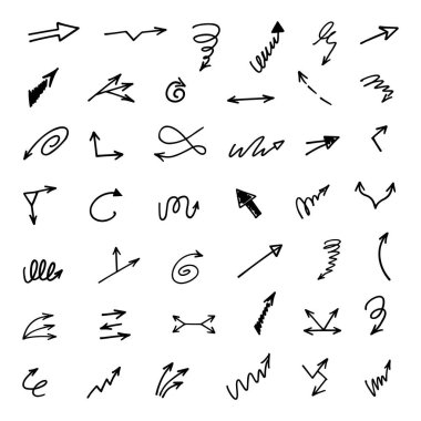 Elle çizilmiş oklar, sunum için elementler 