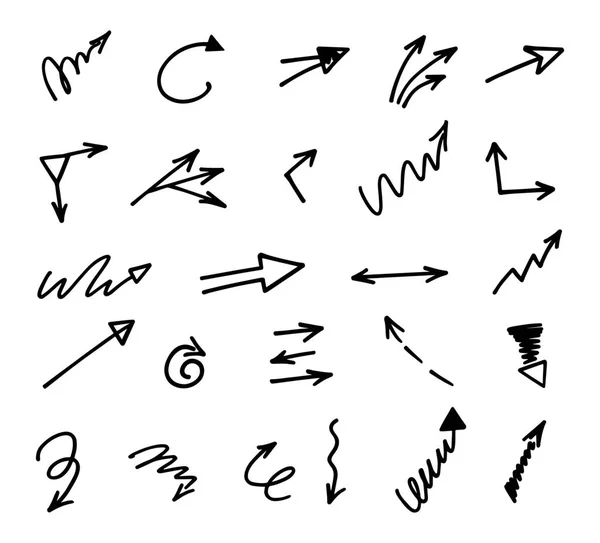 Conjunto Vetorial Setas Desenhadas Mão Elementos Para Apresentação —  Vetores de Stock