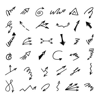 Elle çizilmiş oklar, sunum için elementler