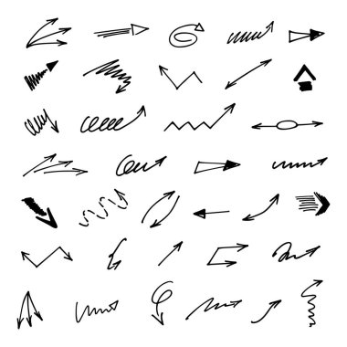 Elle çizilmiş oklar, sunum için elementler