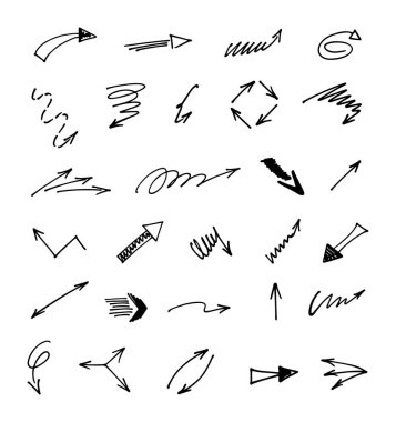 Elle çizilmiş oklar, sunum için elementler