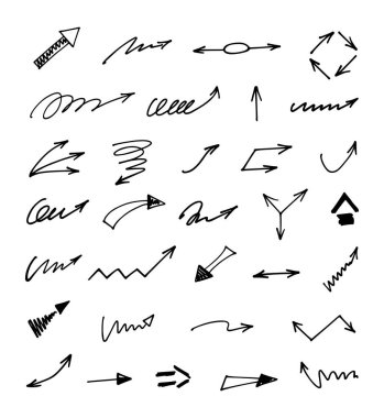 Elle çizilmiş oklar, sunum için elementler