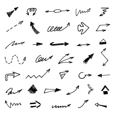 Elle çizilmiş oklar, sunum için elementler