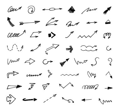 Elle çizilmiş oklar, sunum için elementler