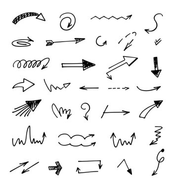 Elle çizilmiş oklar, sunum için elementler