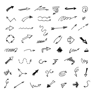 Elle çizilmiş oklar, sunum için elementler