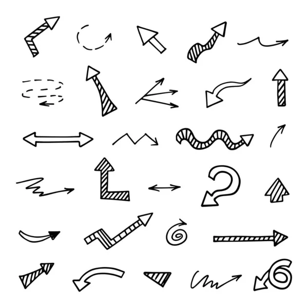 Vector Set Hand Drawn Arrows Elements Presentation — Stock Vector