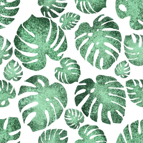 Zökkenőmentes Textúra Zöld Monstera Levelek Lombozat Minta Természetes Elvont Háttér — Stock Fotó